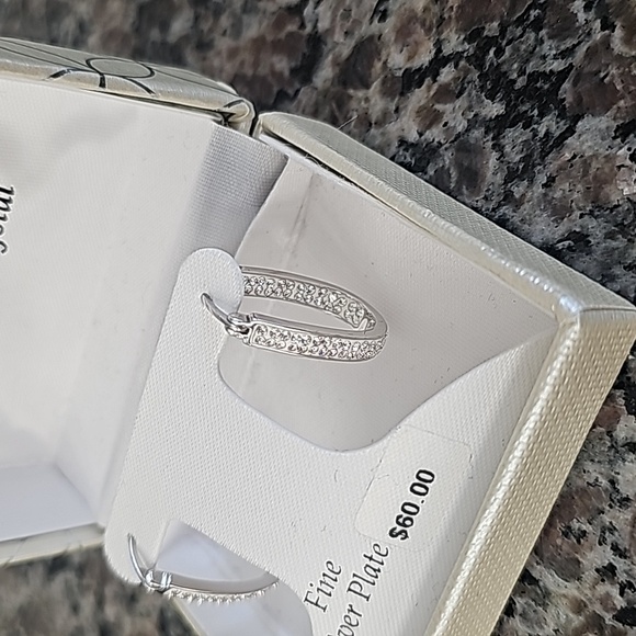 Chrystina Silver Hoop Earrings - Picture 2 of 7